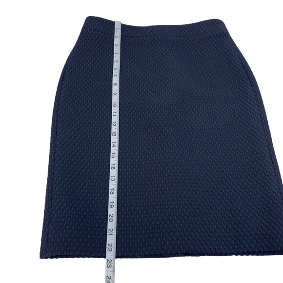 J Crew Women Navy Textured Lined Pencil Skirt SZ 6 Polyester Blend Office Wear - Picture 7 of 13